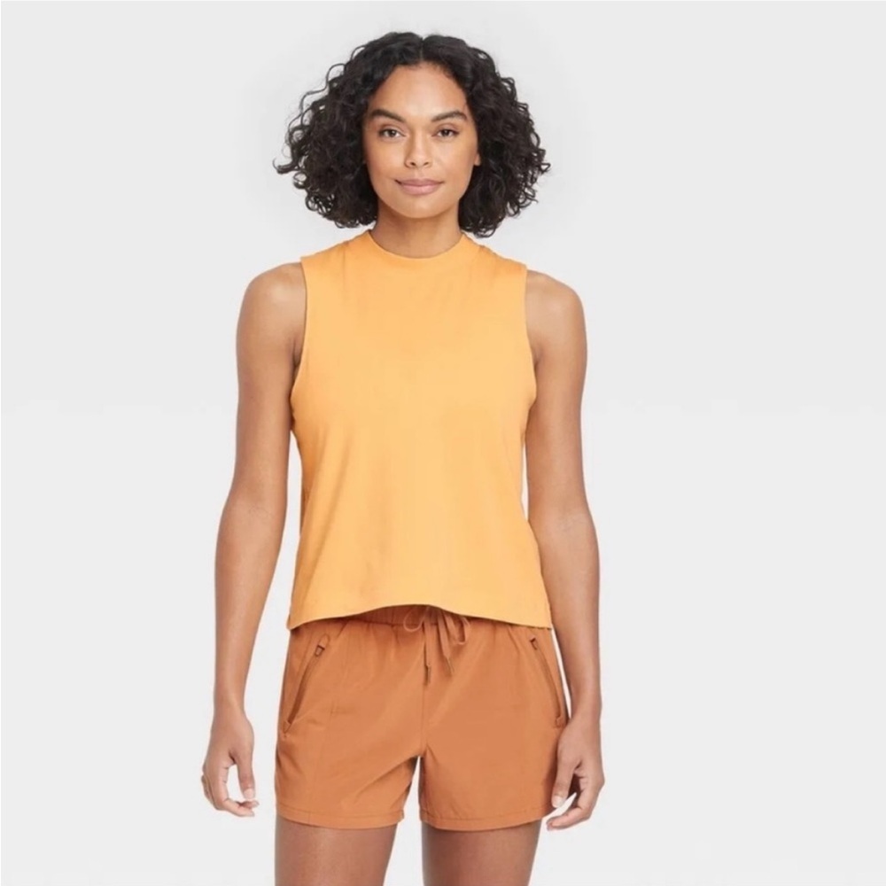 All in Motion Pale Yellow Supima Cotton Workout Muscle Tee Tank Top